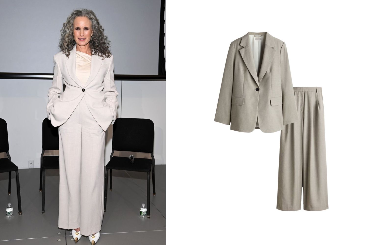 Image of Andi MacDowell wearing a suit and how to get the look