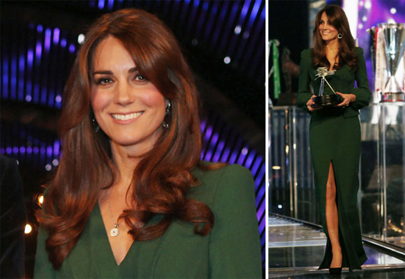 Kate is glorious in green at first engagement