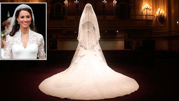 Kate Middleton's wedding dress goes on display