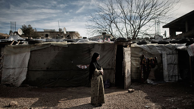 Syrian refugee Samira, who is forced to live in a hut in a Lebanese refugee camp.