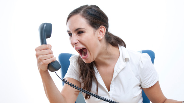 Woman screaming at the phone 