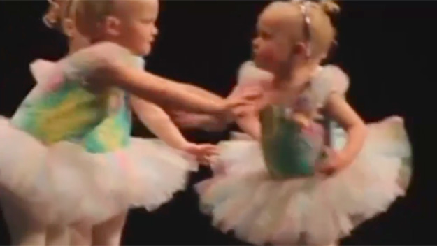 Two-year-old ballerinas in onstage brawl