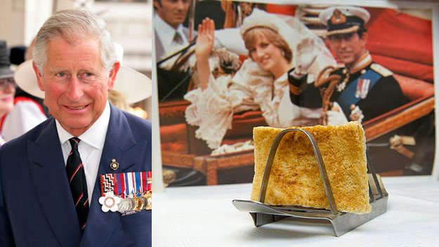 Toast left by Charles on his 1981 wedding day goes up for sale