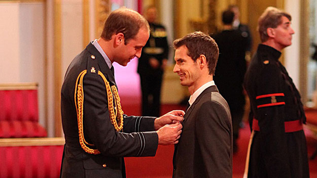 Prince William gives OBE to Andy Murray