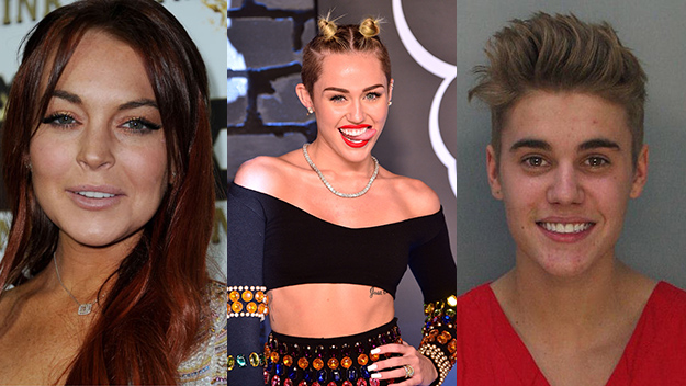 Lindsay Lohan, Miley Cyrus, Justin Bieber