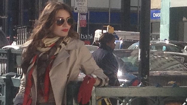 Jessica Clements posing on the streets of Manhattan for an upcoming fashion feature.