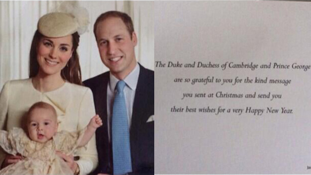 Prince George's first thank you card