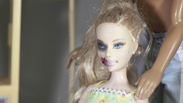 Domestic violence Barbie goes on display
