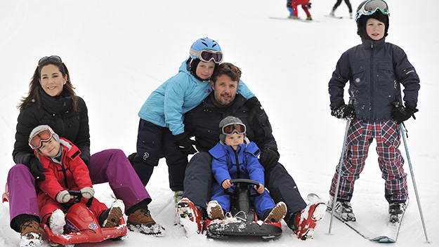 Princess Mary and Prince Frederick skiing in Switzerland