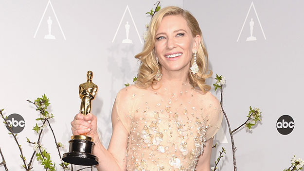 Cate Blanchett with her best actress Oscar.
