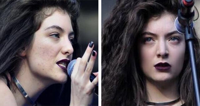 The untouched and retouched images Lorde posted on her Twitter.