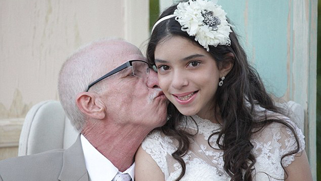 Dying dad walks daughter, 11, down aisle