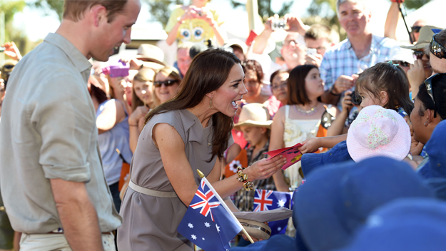 Prince William and Kate Middleton with crowds