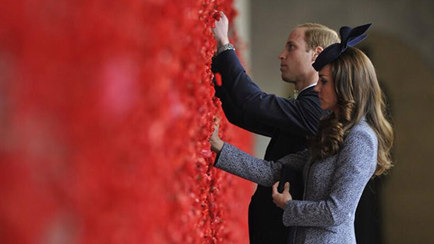 Prince William and Kate Middleton red poppys
