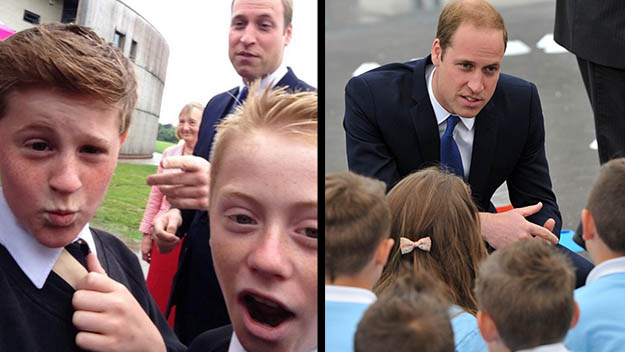 Prince William selfie with schoolboys