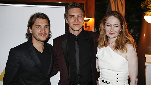 Hollywood actor Emile Hirsch with the scholarship's winner Cody Fern and Aussie actress Miranda Otto.