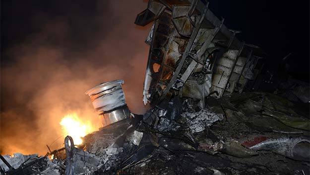 The wreckage of the Malaysian airliner MH17 in Ukraine