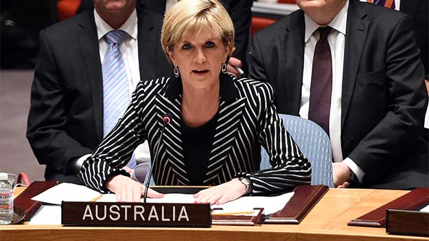 Julie Bishop speaks during a meeting of the United Nations Security Council.