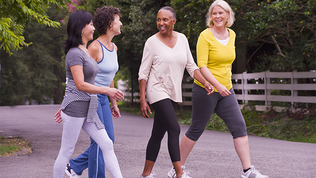 Group of women going for a walk, stock image
