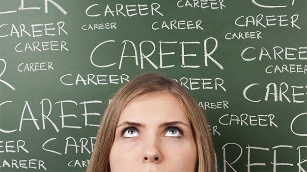 woman's face with chalkboard in the background, stock image