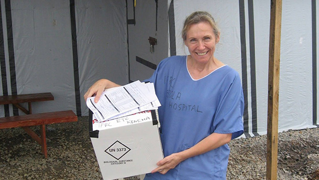 Sue Ellen Kovack working as a nurse in Ebola riddled Africa. PHOTO: FACEBOOK