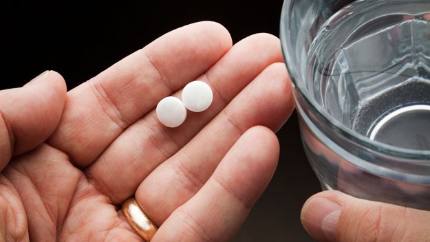 pills and glass of water, stock image