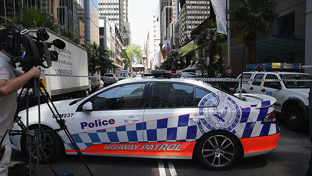 Police set up parameters near Martin Place