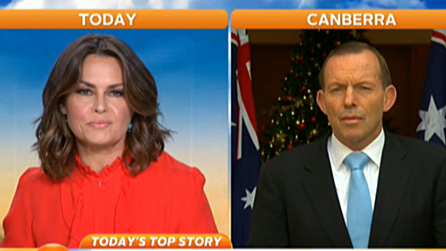Channel Nine's The Today Show host Lisa Wilkinson interviews Prime Minister Tony Abbott.