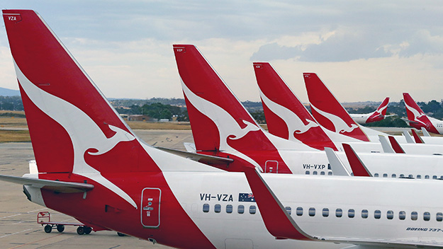 Qantas airplanes at airport