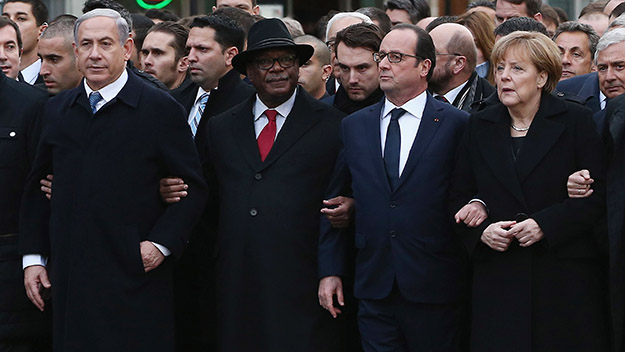 World leaders unite in Paris march for Charlie Hebdo attack