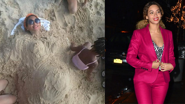 Beyonce Knowles sandcastle belly