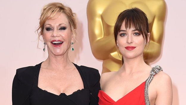 50 Shades of Grey star Dakota Johnson with her famous mother Melanie Griffith. Reportedly Griffith has refused to see the movie that's catapulted her daughter to fame.