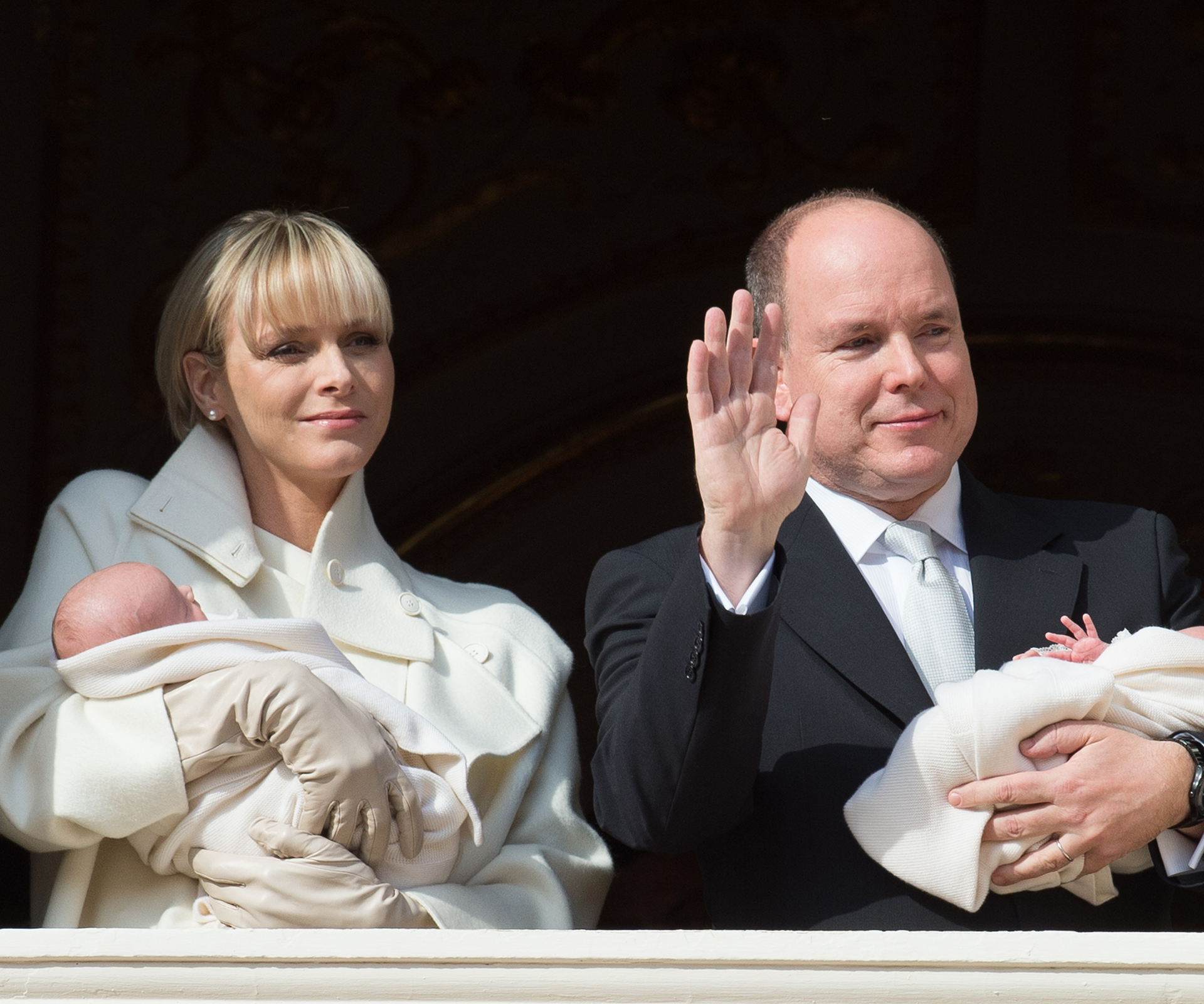 Prince Albert and Princess Charlene of Monaco with twins Princess Gabriella and Prince Jacques 