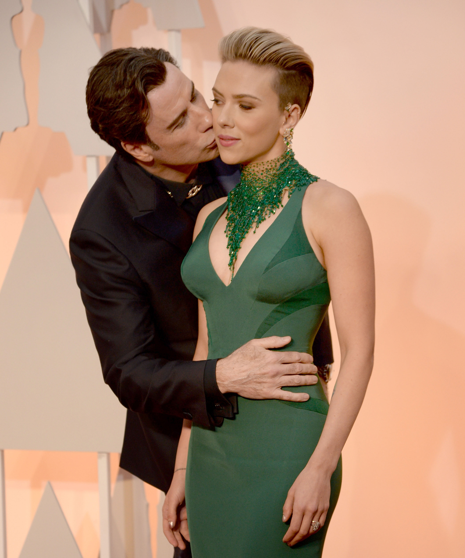 John Travolta's awkward kiss with Scarlett Johansson 