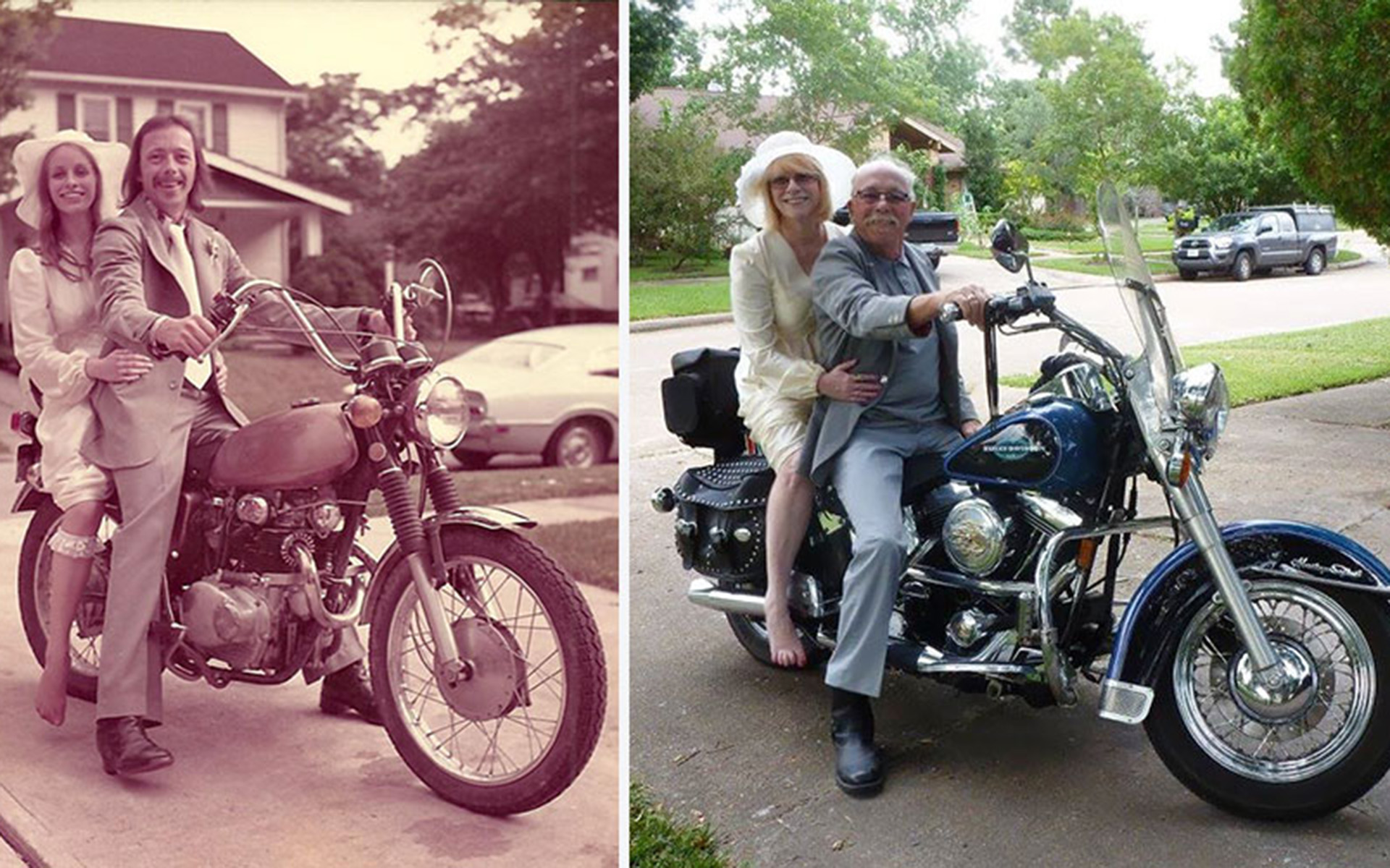 Couple recreates their wedding photos for 40th wedding anniversary