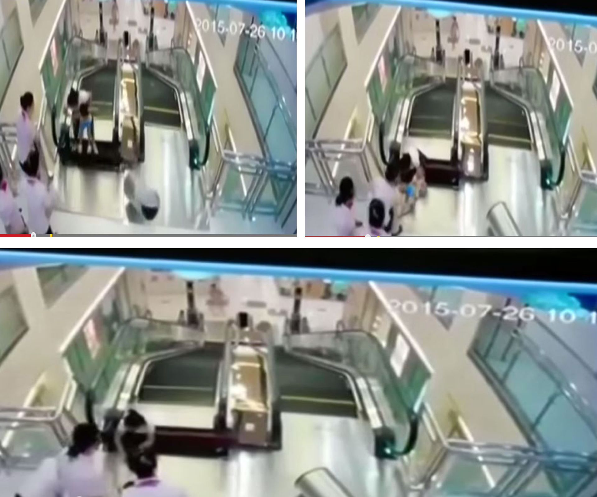Woman dies in escalator collapse but manages to save son