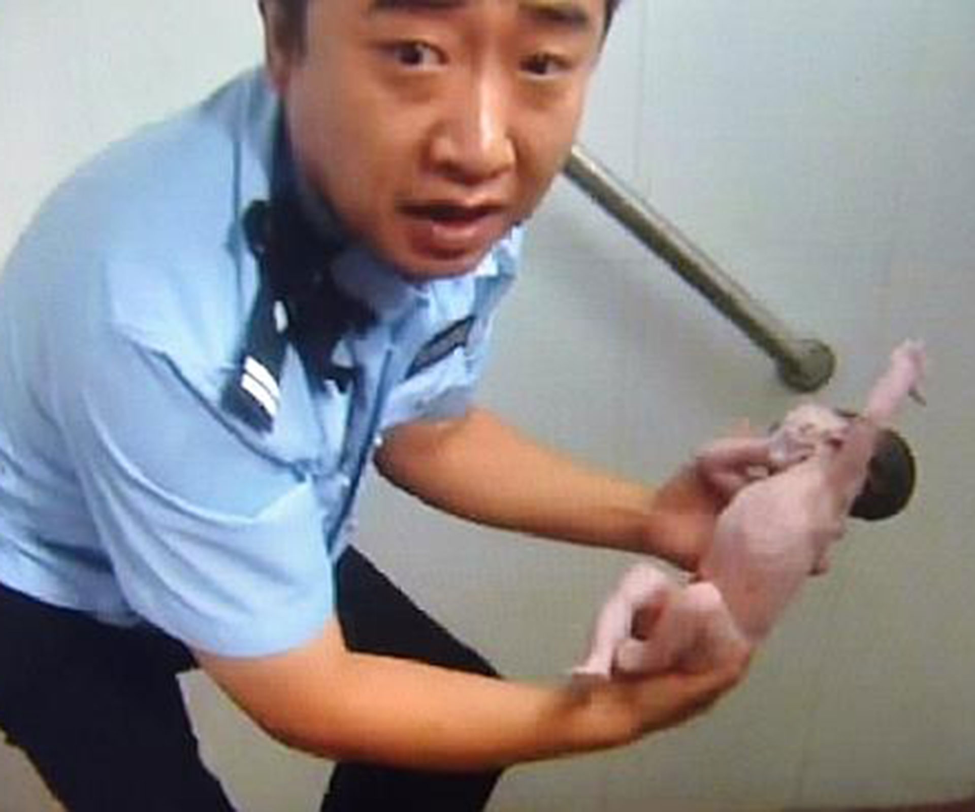 Newborn baby found stuck in public toilet