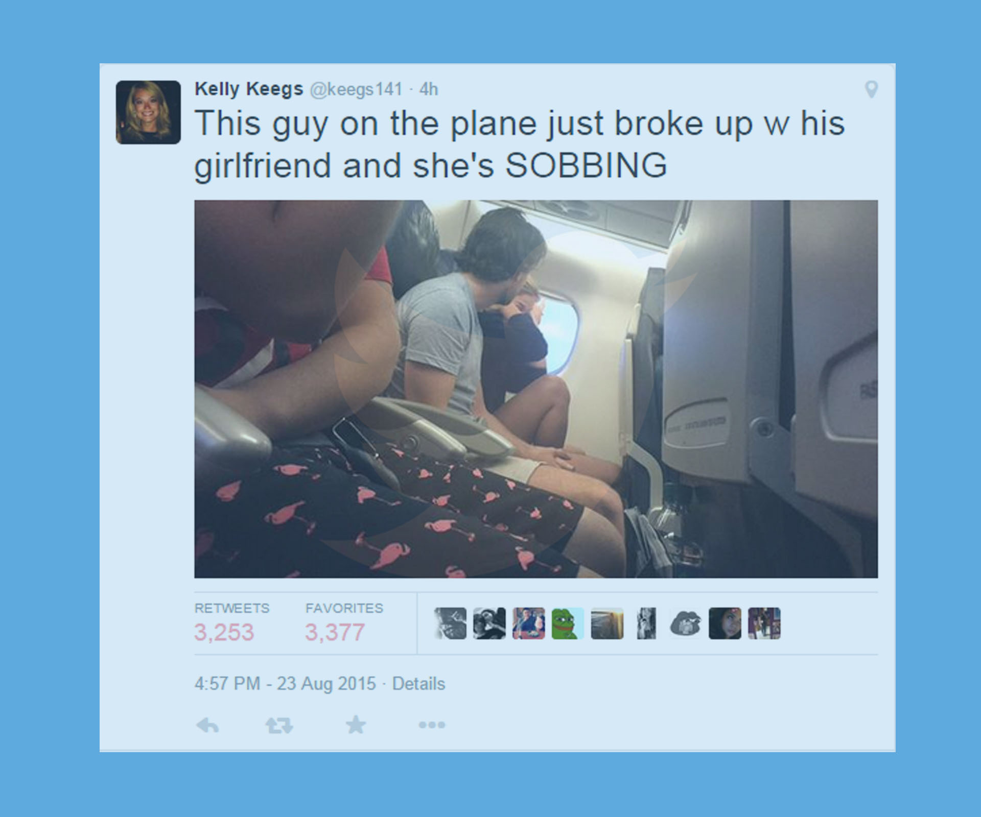 Woman live-tweets couple breaking up on plane