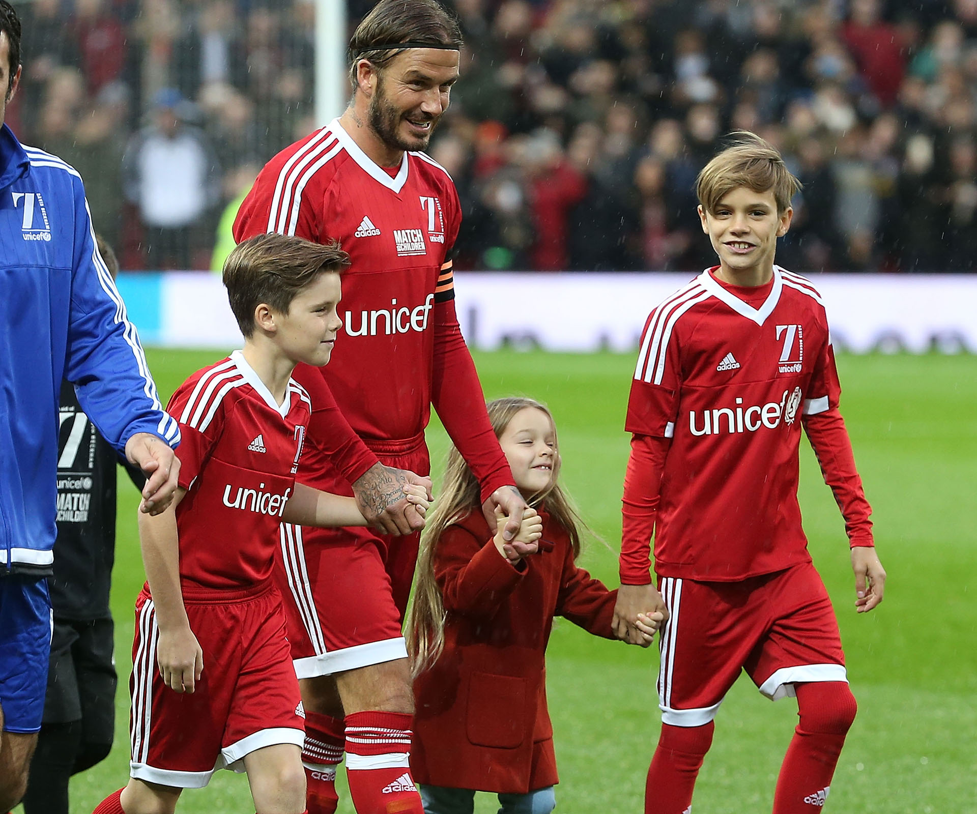 Beckham kids support David at charity soccer match