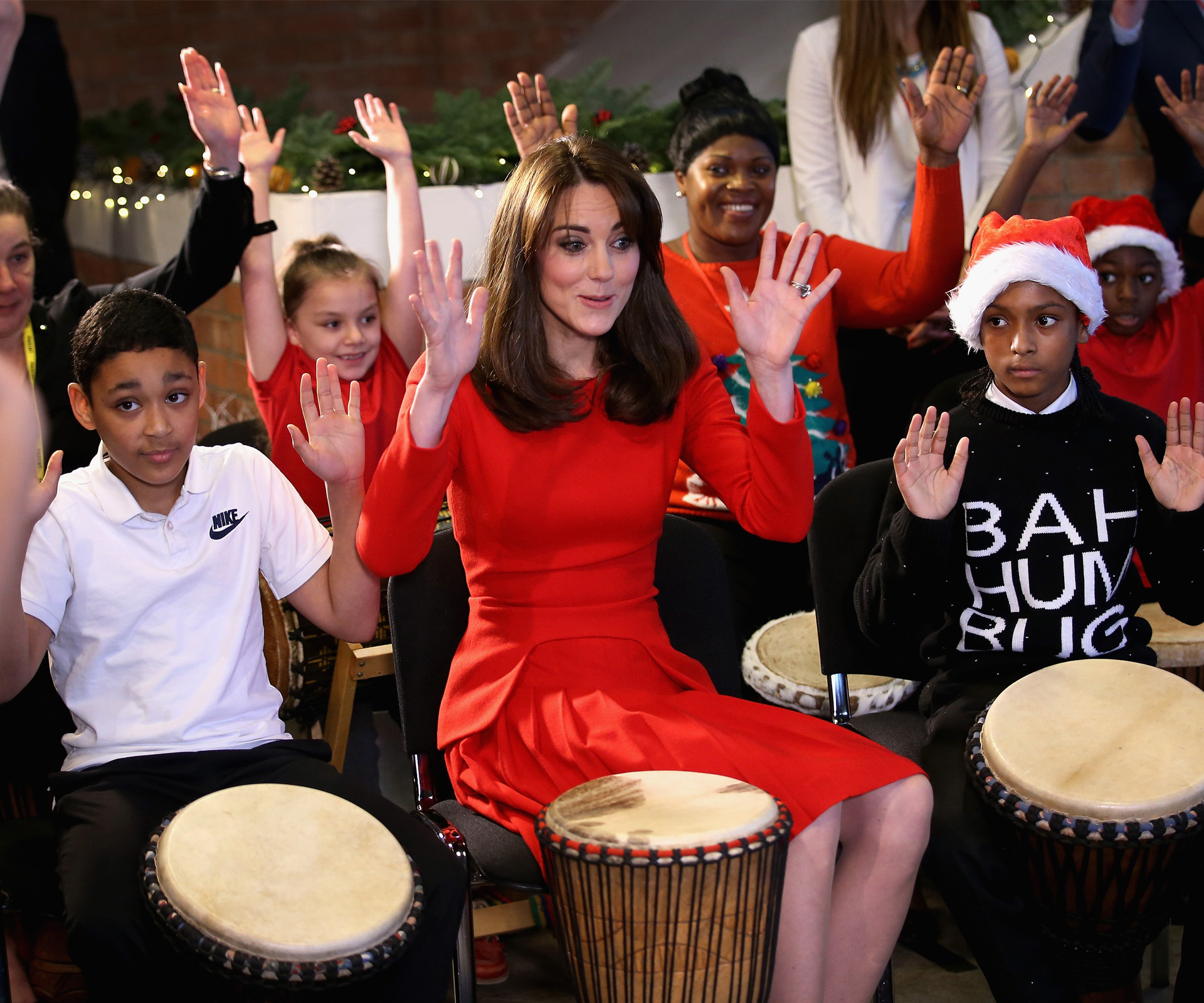 Duchess Catherine drums her way into the festive season