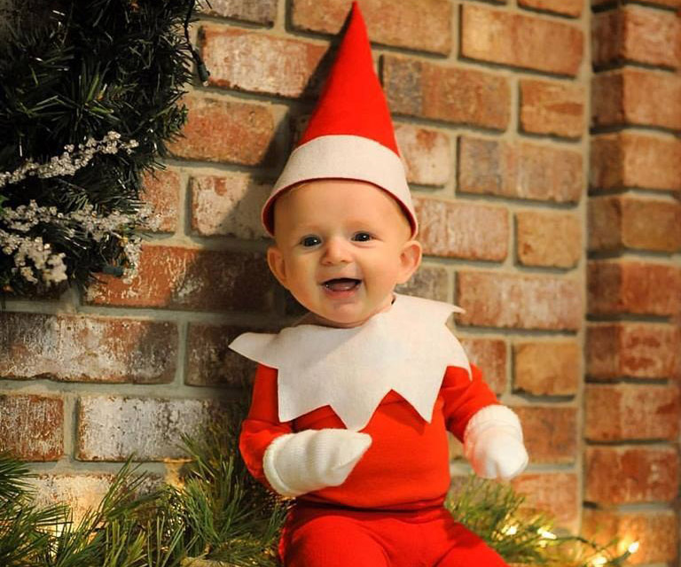 Dad turned his baby into an Elf on the Shelf