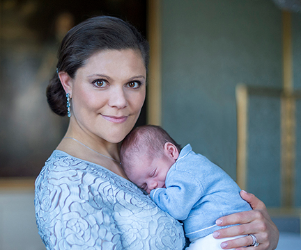 Crown Princess of Sweden and baby Oscar
