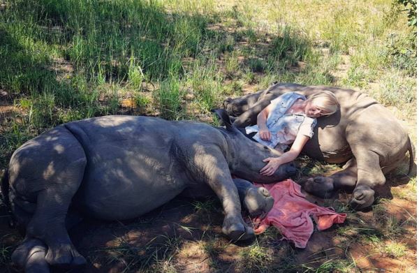 Orphaned baby rhino gets cuddles from Aussie carer