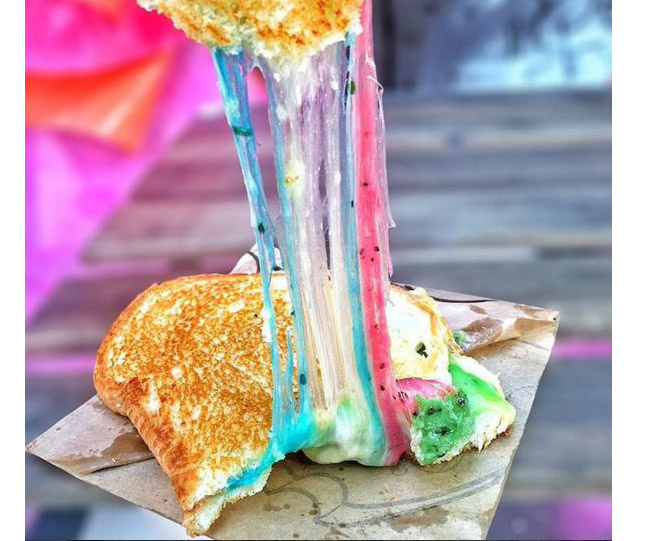 Would you eat this rainbow cheese sandwich?
