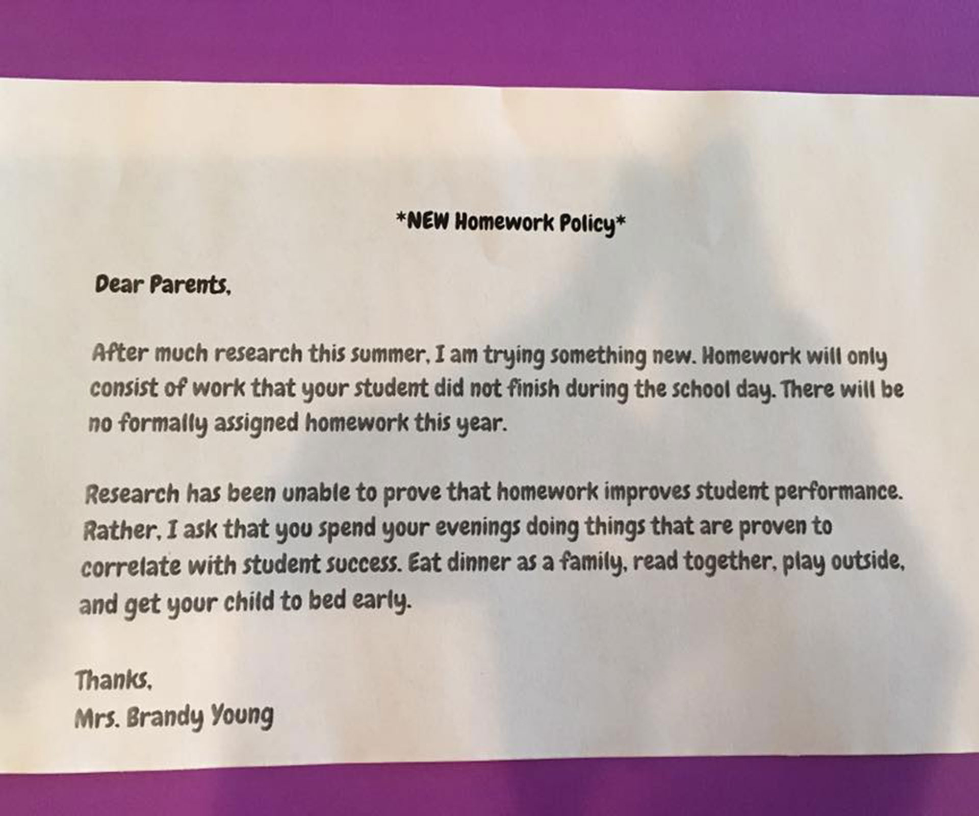 The homework policy going viral