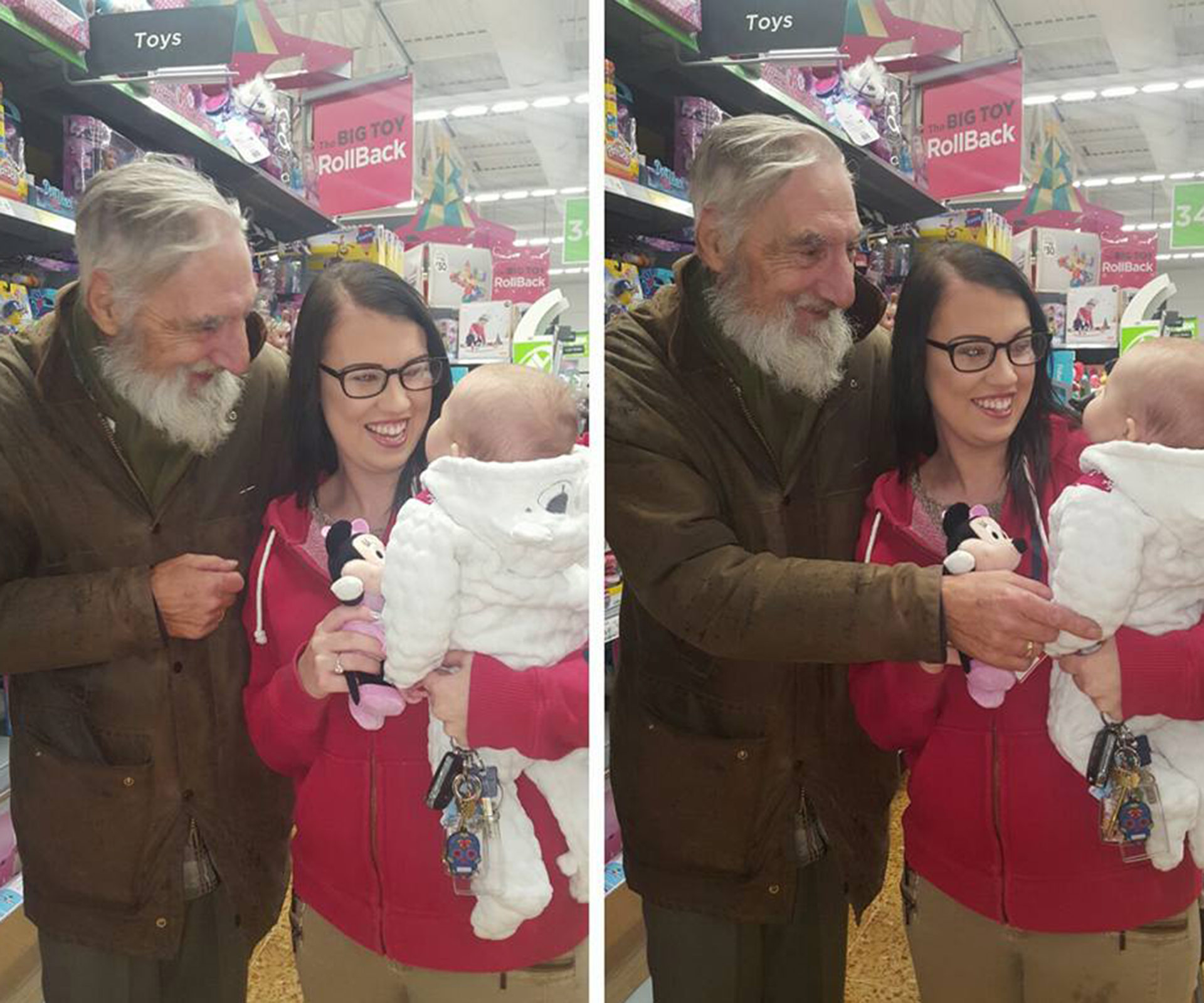 Sweet elderly man buys stranger’s baby a Christmas gift to honour his late wife
