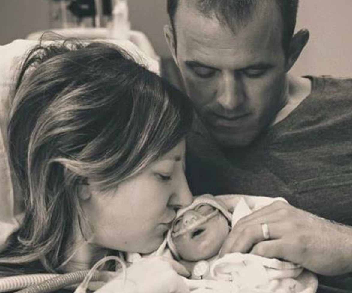 Abbey and Robert Ahern with their baby girl Annie.