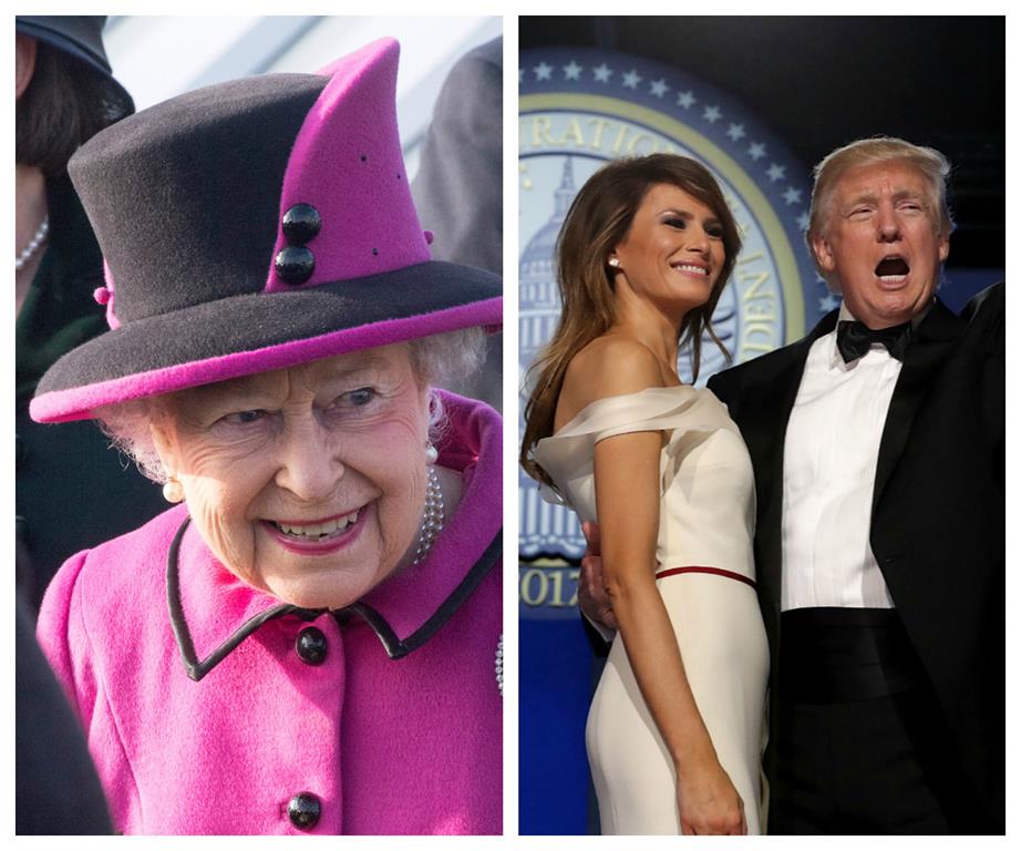 Queen Elizabeth II and Melania and Donald Trump