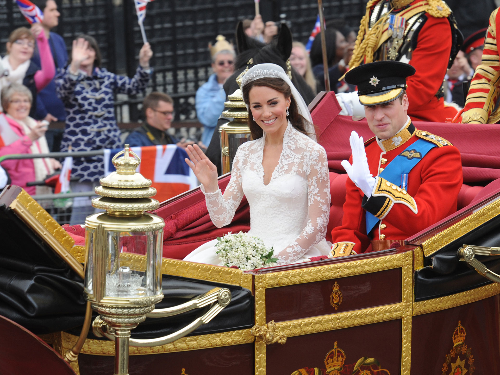 Duchess Catherine and Prince William on their wedding day