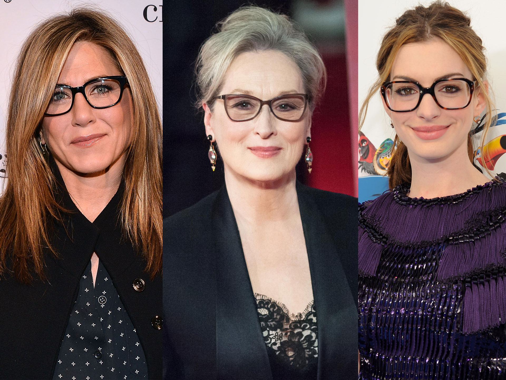 Jennifer Aniston, Meryl Streep, Anne Hathaway, glasses